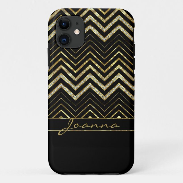 Cooles Gold- und Diamantenmuster Zickzack Case-Mate iPhone Hülle (Rückseite)