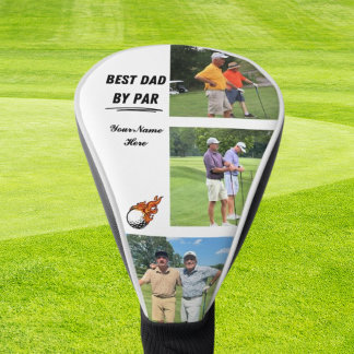 Cooles Golfgeschenk für Vater mit 3 Foto und Name  Golf Headcover