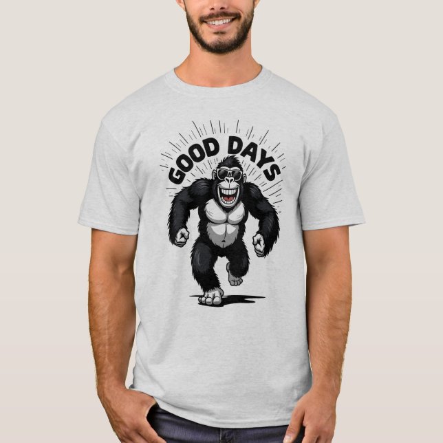 Cooles Gorilla Ein perfektes Wochenende in Cartoon T-Shirt (Vorderseite)