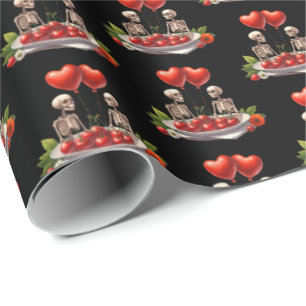 Cooles gothisches Fliesenmuster Valentinstag-Skele Geschenkpapier