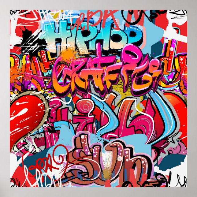 Cooles Graffiti Wortart Wohngestaltung Poster (Vorne)