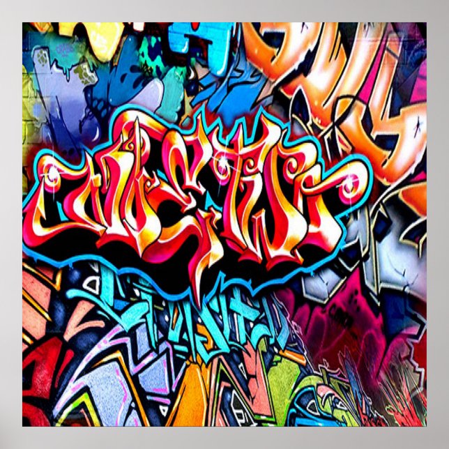 Cooles Graffiti Wortart Wohngestaltung Poster (Vorne)