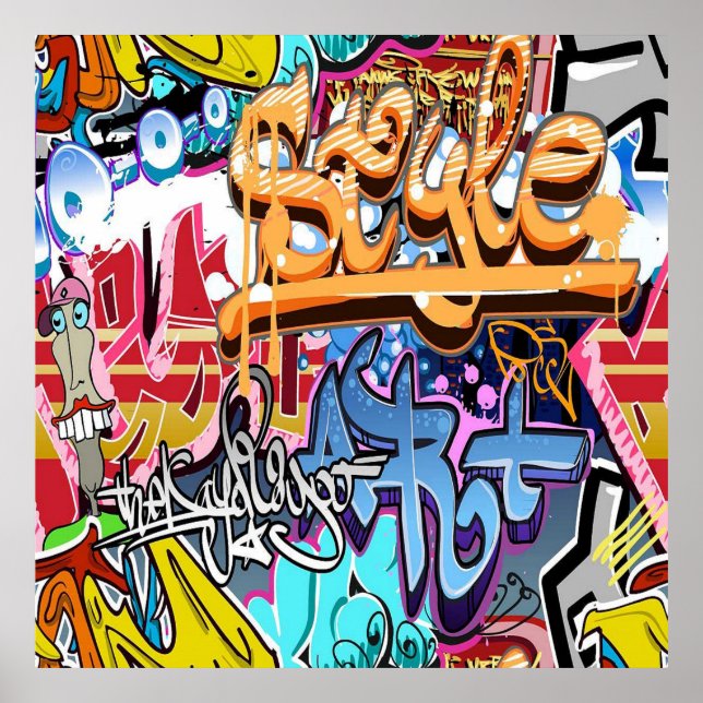Cooles Graffiti Wortart Zuhause Bürodekor Poster (Vorne)