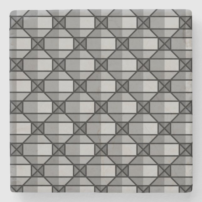 Cooles graues, schattiertes 3-dimensionales Muster Steinuntersetzer (Vorderseite)