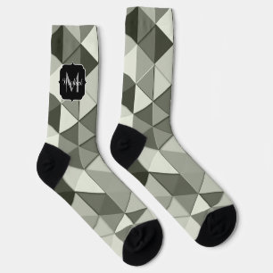 Cooles Graustufendreieck-geometrisches Monogramm Socken