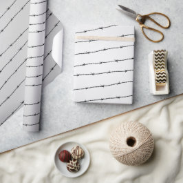 Cooles grauweißes und schwarzes Stacheldraht Geschenkpapier