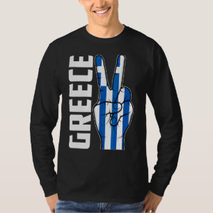 Cooles Griechenland Flaggensieg Zwei Fingers Patri T-Shirt