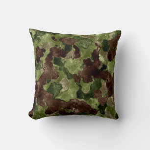 Cooles grünbraunes Camouflage Kissen