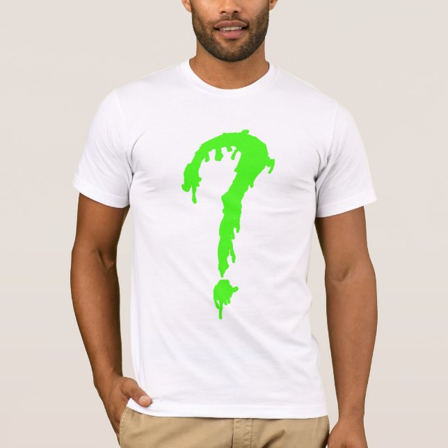 Cooles grünes Neonquestionmark T-Shirt (Vorderseite)
