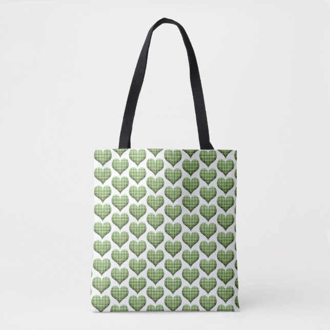Cooles grünes Weiß Herz St.Patrick's Day Holiday Tasche (Vorderseite)