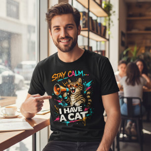 Cooles Grunge-Katzenliebhaber-T-Shirt mit Megaphon T-Shirt