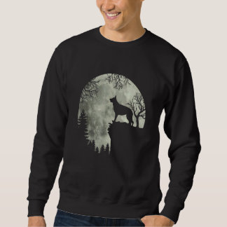 Cooles Halloween Deutscher Schäferhund Mond Heulen Sweatshirt