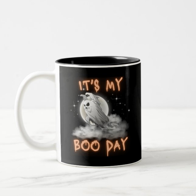 Cooles Halloween-Geburtstagsweiße Geister Zweifarbige Tasse (Links)