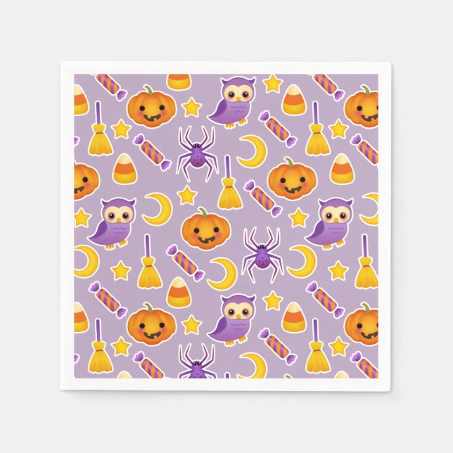 Cooles Halloween-Lila Muster Serviette (Vorderseite)