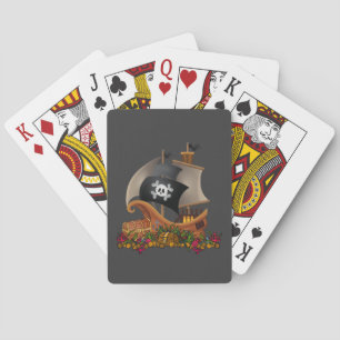 Cooles Halloween-Segel-Piratenschiff mit Schatz Spielkarten