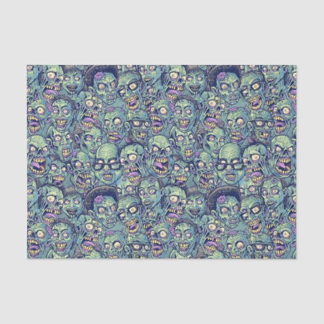 cooles Halloween-Zombie-Kachelmuster Seidenpapier (Vorderseite)