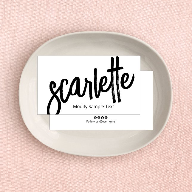 Cooles handgeschriebenes Brush-Script weiß Visitenkarte (Von Creator hochgeladen)