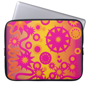 Cooles heißes Rosa-orange Girly Stern-Kreis-Muster Laptopschutzhülle