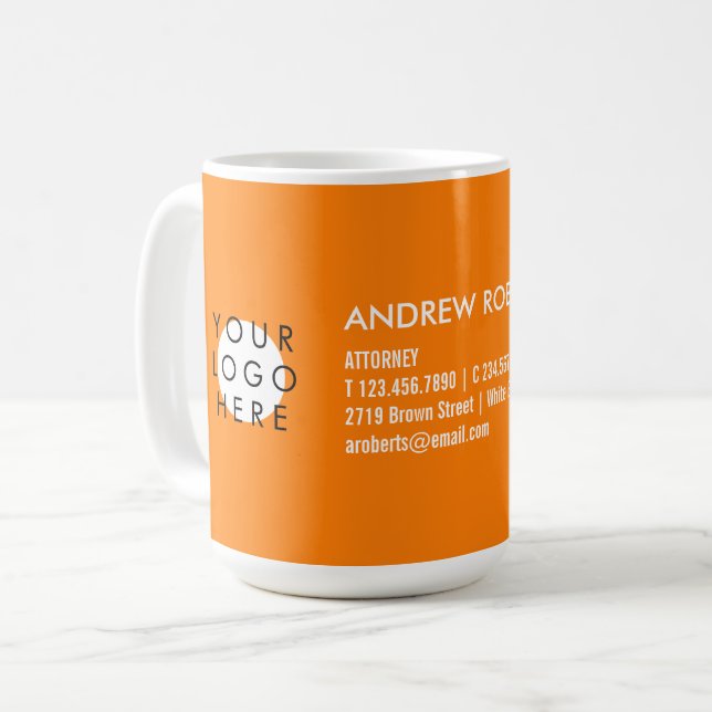 Cooles Helles Orange Modern Ihr Logo-Geschäft Kaffeetasse (Vorderseite Links)