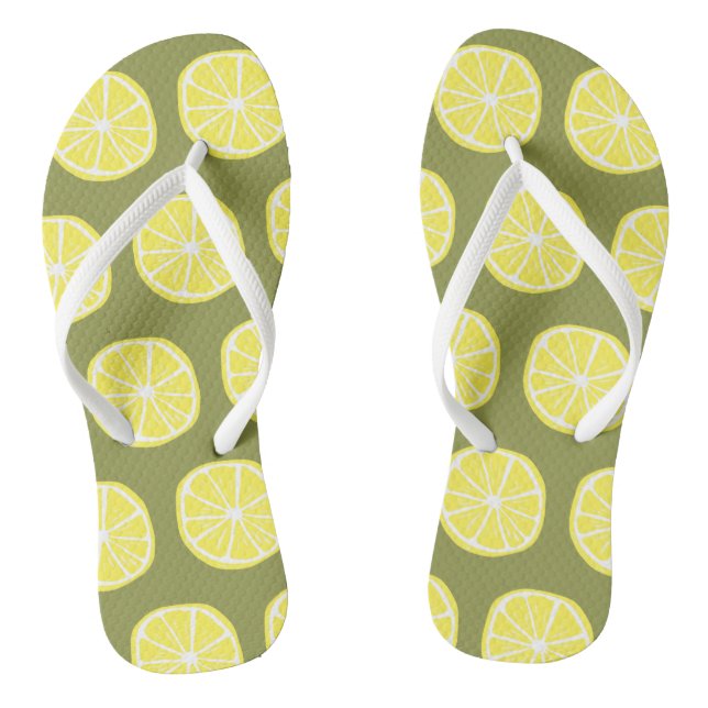 Cooles, hellgelbes Zitronenmuster Flip Flops (Fußbett)