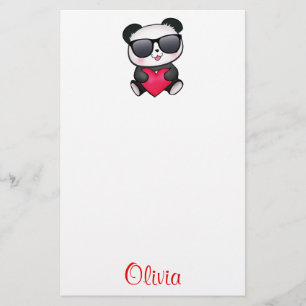 Cooles Herz Panda-Bärn-Sonnenbrillenvalentines Briefpapier