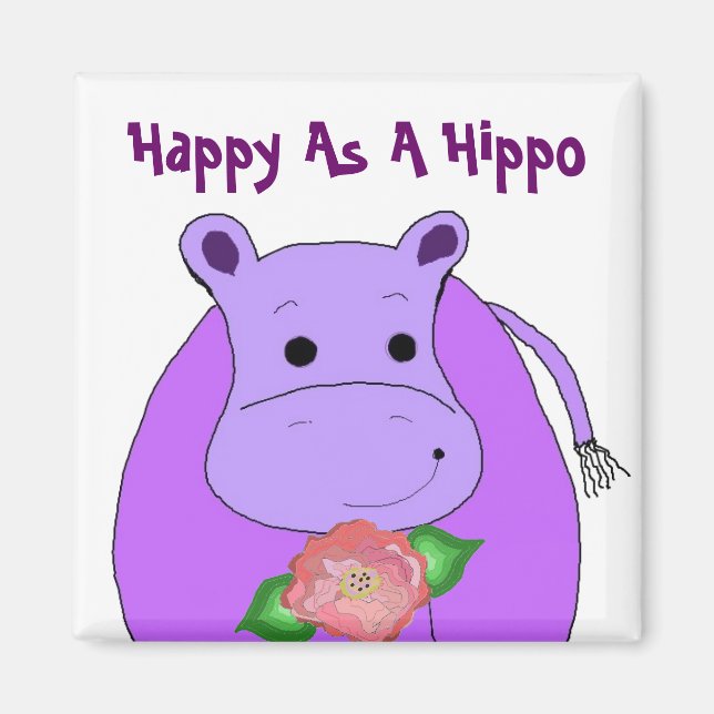 Cooles Hippo mit Blume Magnet (Vorne)