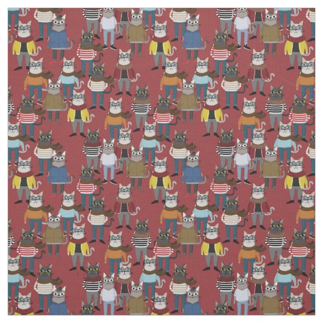 Cooles Hipster-Katzen-Muster Stoff (Muster)