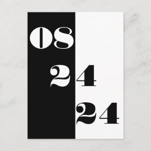 Cooles Hochzeitdatum Save the Date schwarz und wei Postkarte