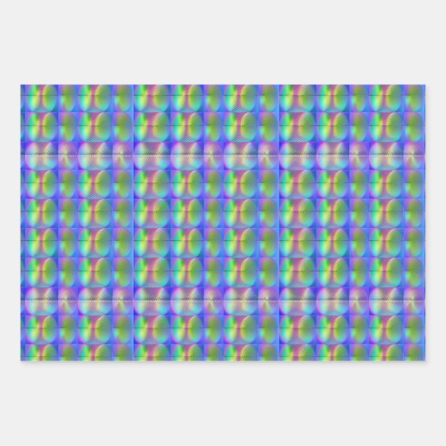 Cooles Holografisches Vaporwave Fingerabdruckmuste Geschenkpapier Set (Vorderseite)