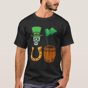 Cooles Hufeisen-Kleeblatt Clover Skull Ireland St T-Shirt
