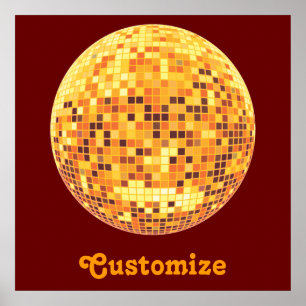 Cooles individuelles Retro Goldene Diskothek Ball  Poster