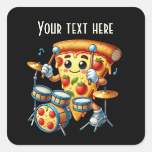 Cooles Jam Out Pizza Party Quadratischer Aufkleber