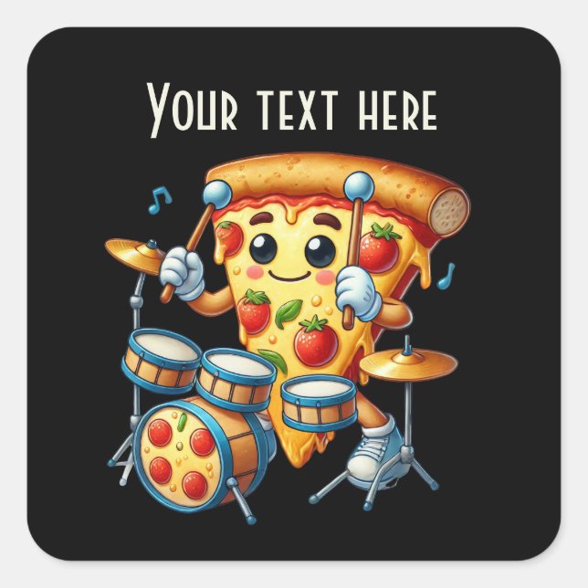 Cooles Jam Out Pizza Party Quadratischer Aufkleber (Vorderseite)