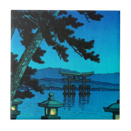 Cooles japanisches moonlit Nachttormeerhasui Fliese