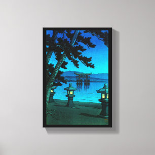Cooles japanisches moonlit Nachttormeerhasui Leinwanddruck
