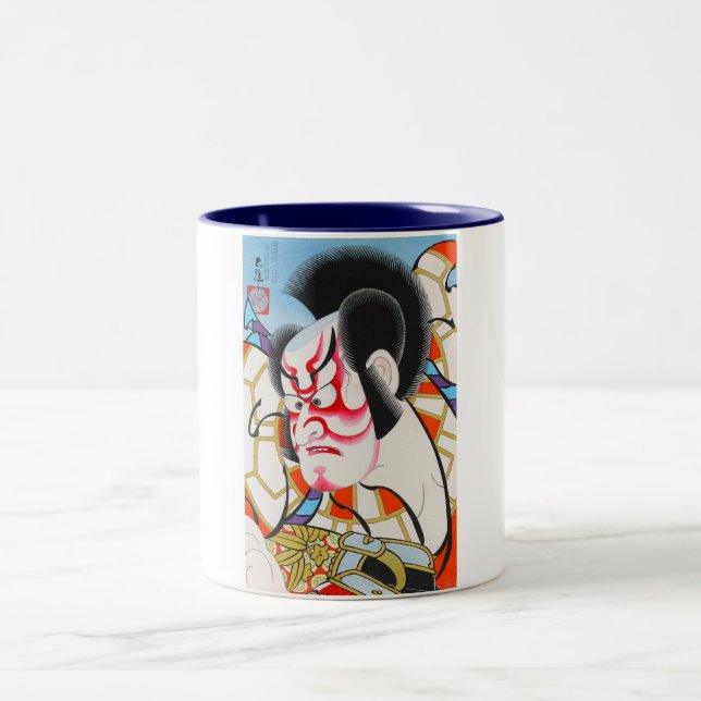 Cooles japanisches traditionelles kabuki Make-up Zweifarbige Tasse (Mittel)