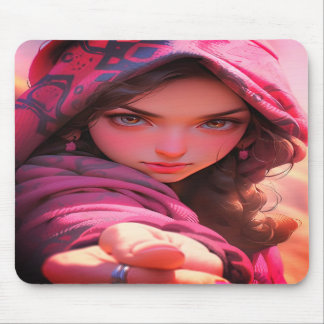 Cooles junges Mädchen auf einer dicken Laptop Mousepad