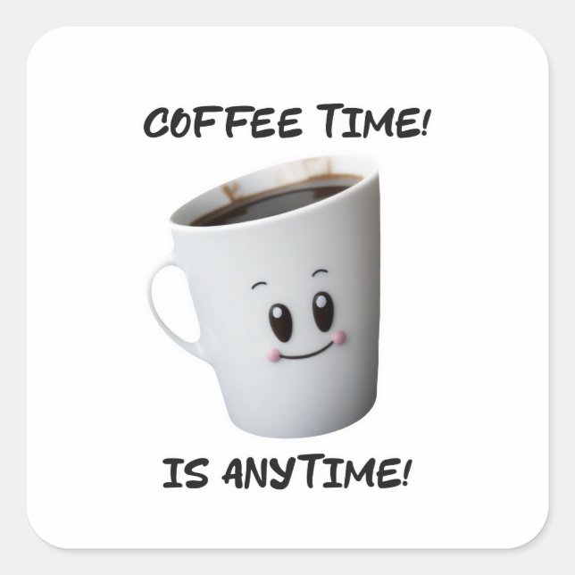 cooles Kaffeebecher-Design Quadratischer Aufkleber (Vorderseite)