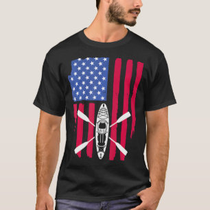 Cooles Kajak für Kajak Fischen USA Fahne T-Shirt
