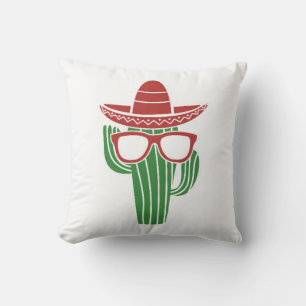Cooles Kakteen-Maskottchen mit Sombrero-Hut und Br Kissen