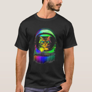 Cooles Kätzchen auf der Helm Weltraumkatze für Män T-Shirt