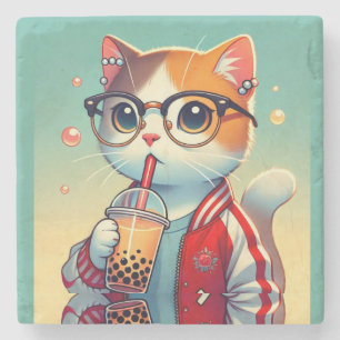 Cooles Katzen-Trinkboba Steinuntersetzer