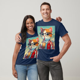 Cooles Katzen-Trinkboba T-Shirt