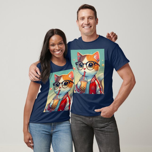 Cooles Katzen-Trinkboba T-Shirt (Unisex)