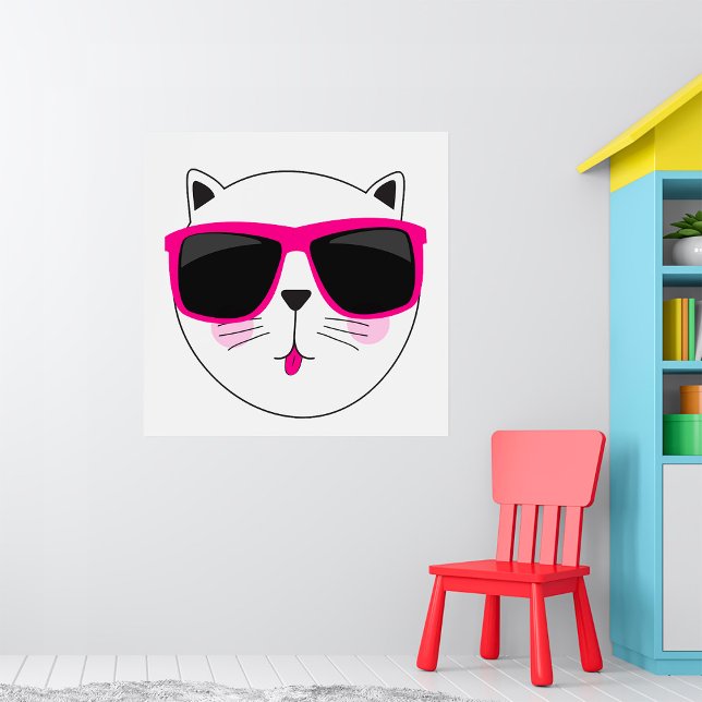 Cooles Katzengesicht mit rosa Sonnenbrille Niedlic Poster (Von Creator hochgeladen)