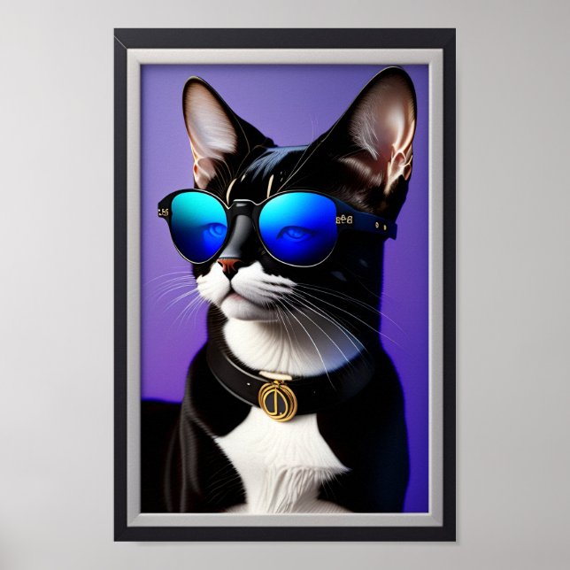 Cooles Katzenkunstposter Poster (Vorne)