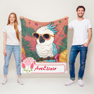 Cooles Kawaii Kakadu-Druckmuster Fleecedecke
