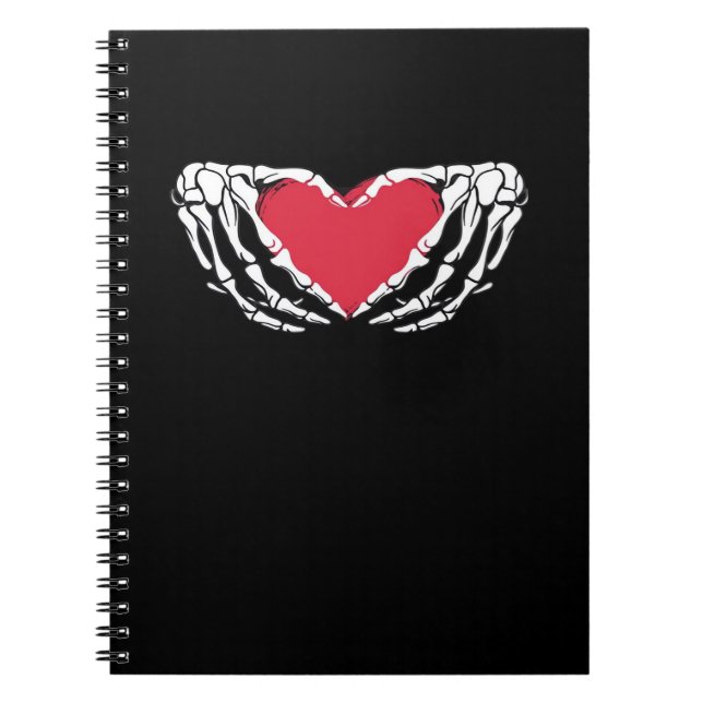 Cooles klassisches Funny Skeleton Handherz - Valen Notizblock (Vorderseite)