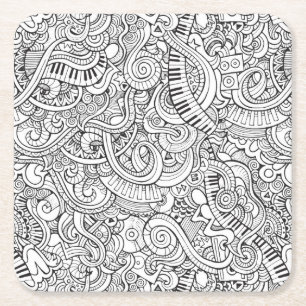 Cooles Klavier und Keyboard - musikalisches Thema Rechteckiger Pappuntersetzer