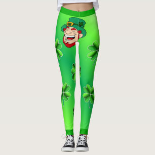 Cooles Kleeblatt und Leprechaun Helles grünes Herz Leggings